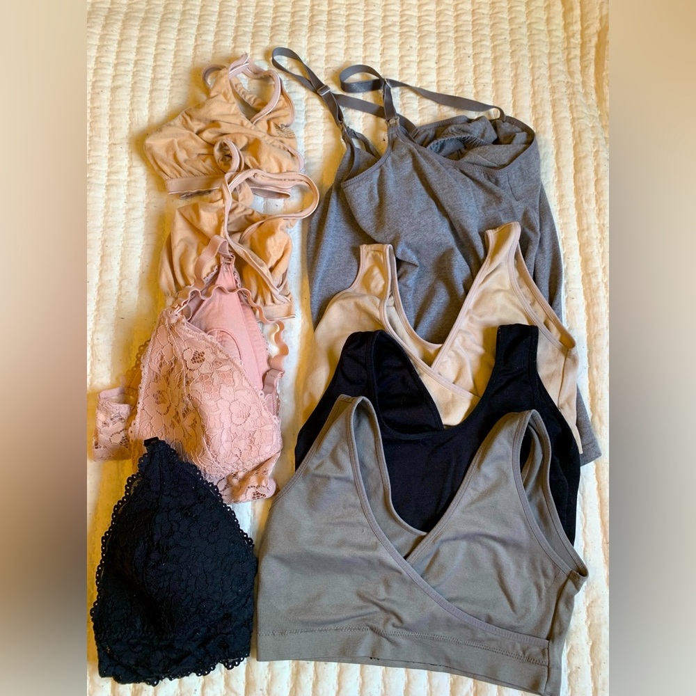8 Item Nursing Breastfeeding Bundle Plunge Bras, Tank Top, Sleep Bras, Bralettes